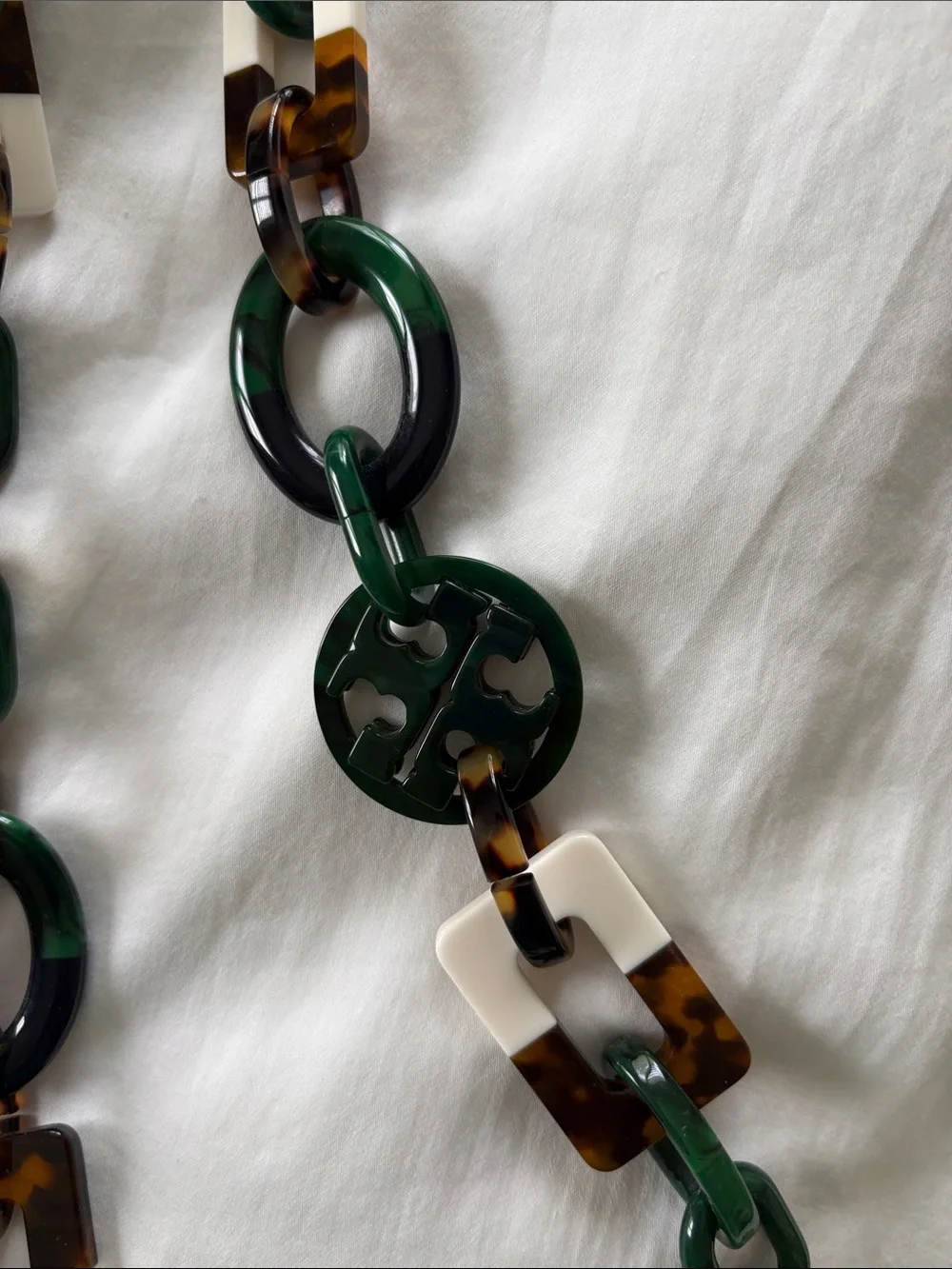 Tory Burch Tortoise and Green lucite necklace
